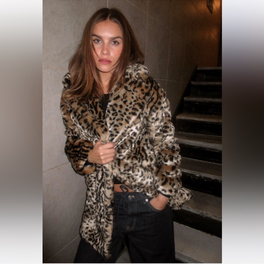 ZARA Leopard Print Faux Fur Coat – New Without Tags